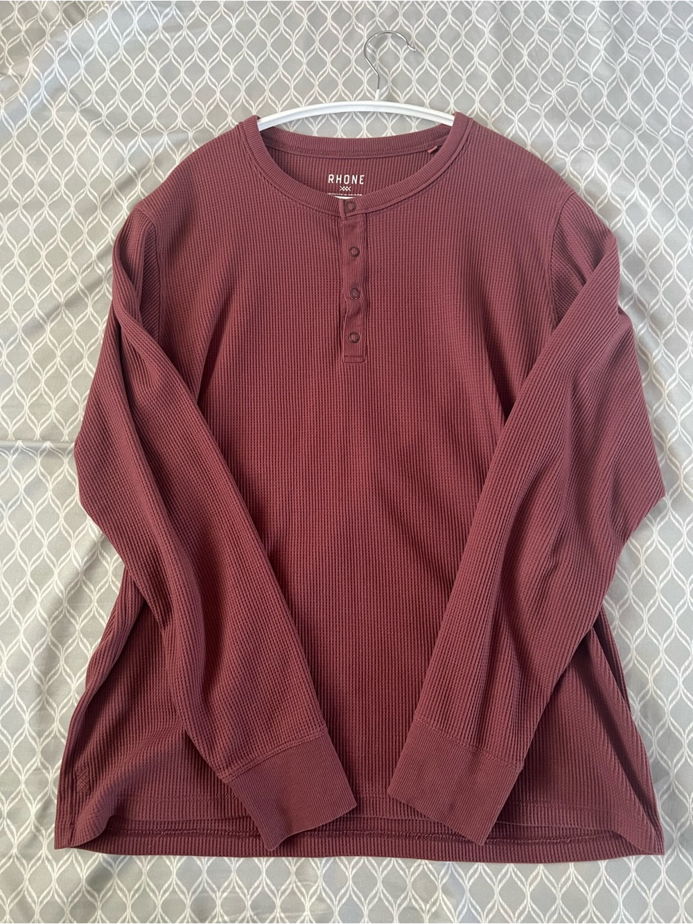 RHONE Men's Long-Sleeve Waffle Henley in Plum